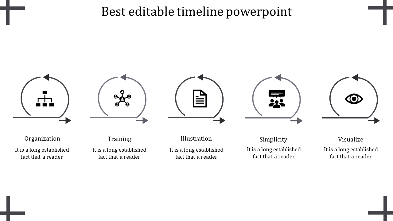Creative Editable Timeline PowerPoint With Five Nodes